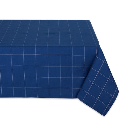 Blue Metallic Windowpane Tablecloth 52x52