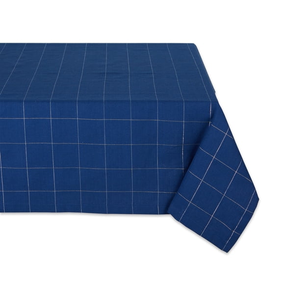Blue Metallic Windowpane Tablecloth 52x52