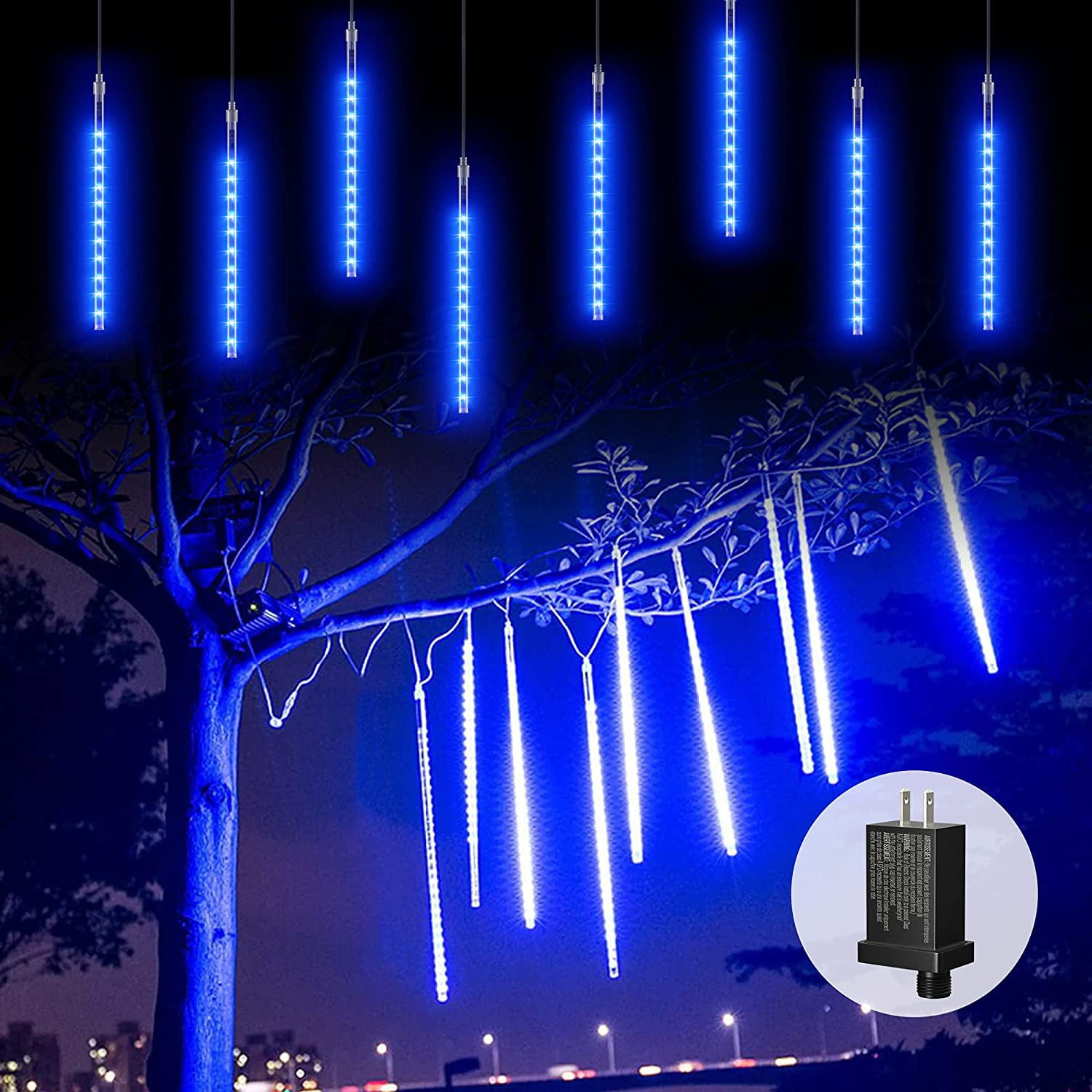 Blue Meteor Lights, Upgrade 20 inches 10 Tube 540 LED Meteor Shower