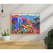 Blue Mexican Art Print Mexico Travel Decor Maximalist Wall Art Mexican Decor For Living Room Latin America Painting Cactus Wall Decor