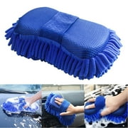 Blue Microfiber Chenille Car Wash Sponge Care Washing Brush Pad Cleaning Tool
