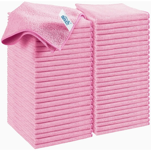 Blue Microfiber Cleaning Cloth, 50 Pack Cleaning Towels for Kitchen, Lint Free, Scratch-Free, Highly Absorbent, and Reusable Cleaning Rags for House, Window and Glass, Cars, 11.5 X11.5 inch