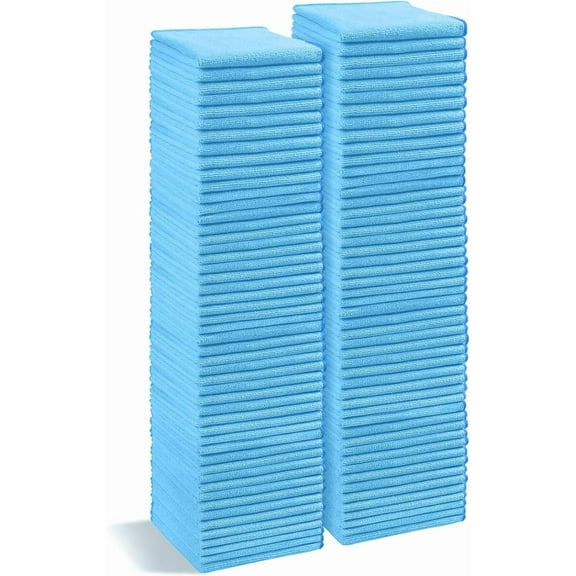 Blue Microfiber Cleaning Cloth, 50 Pack Cleaning Towels for Kitchen, Lint Free, Scratch-Free, Highly Absorbent, and Reusable Cleaning Rags for House, Window and Glass, Cars, 11.5 X11.5 inch