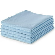 Blue Microfiber Glass Cleaning Cloths, Towels for Windows,Mirrors, Stainless Steel, Lint Free, Streak Free, Super Water Absorption, 5 Pack