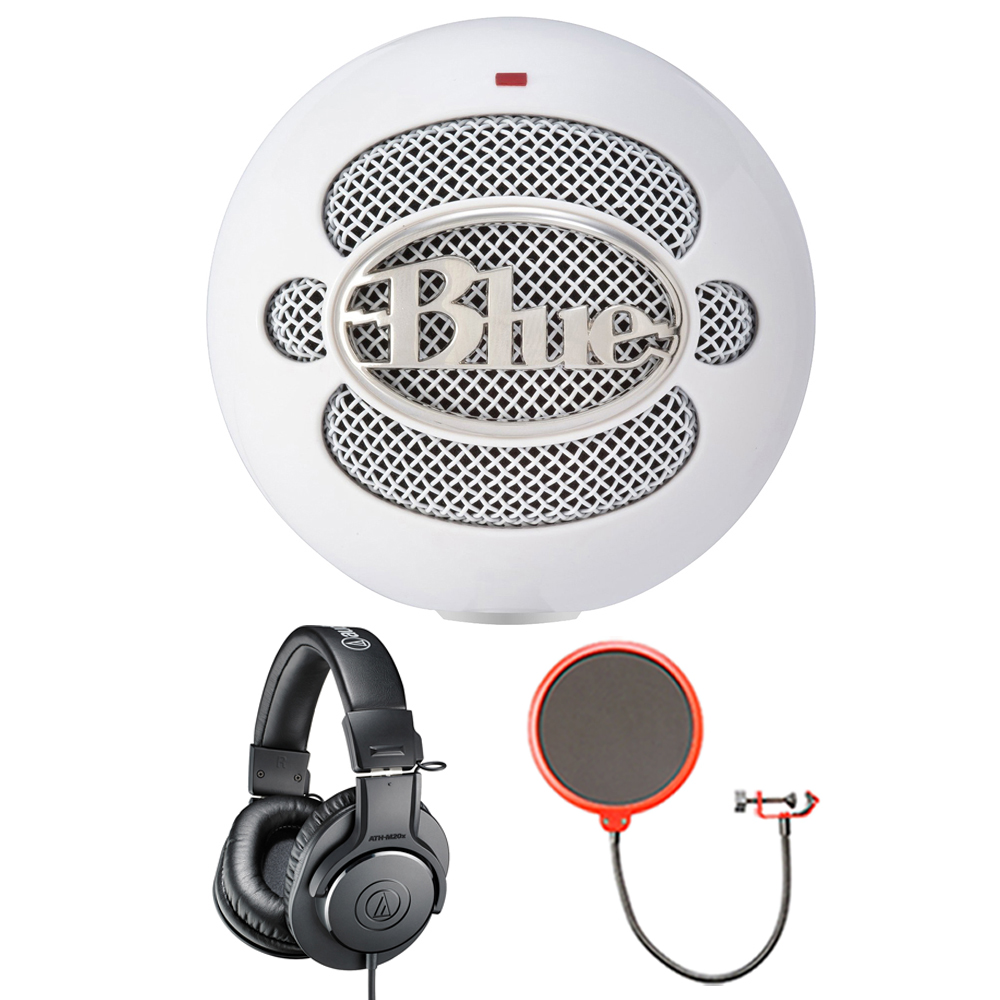 Blue Microphones Condenser Microphone, Cardioid (SNOWBALL ICE) with AudioTechnica Professional