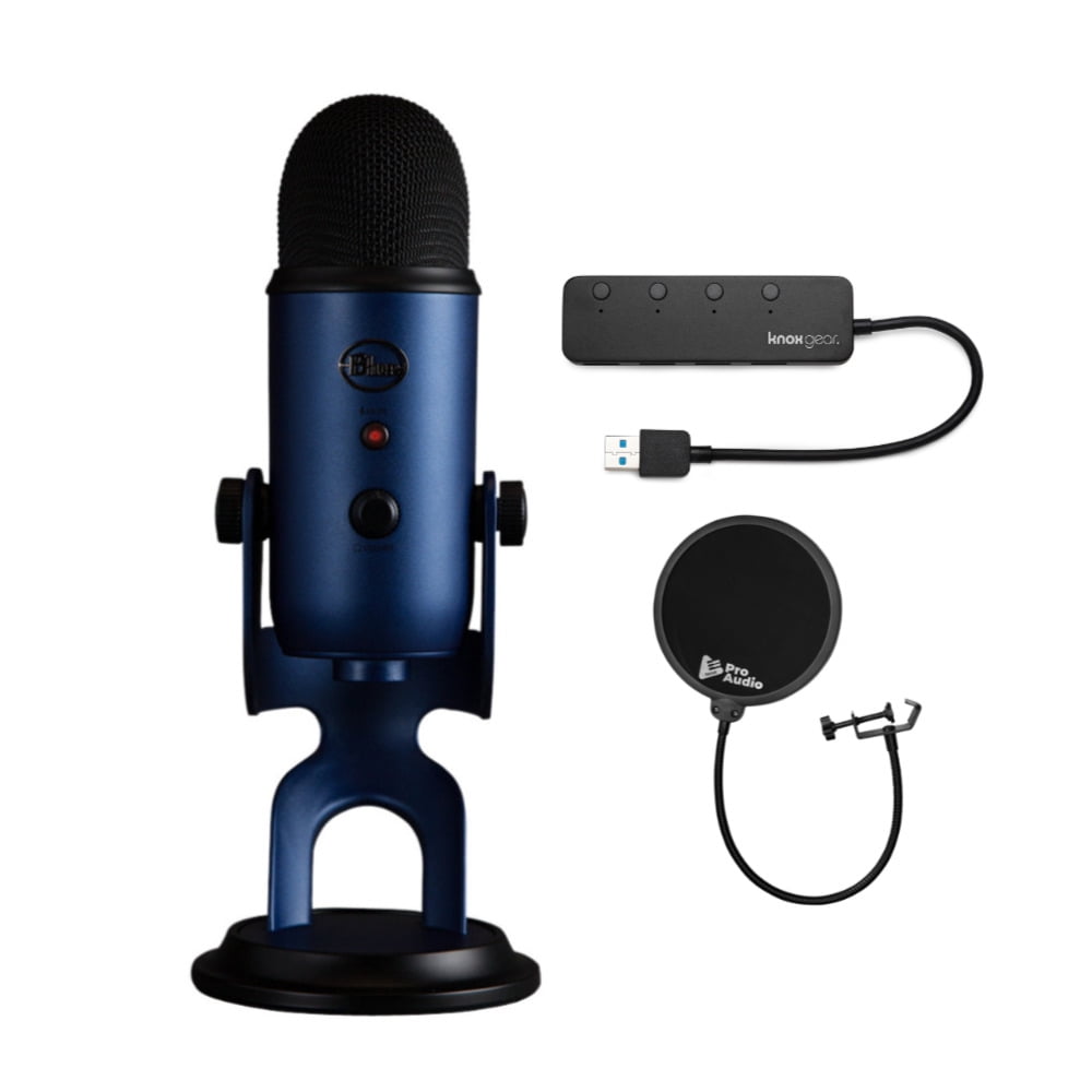 Blue Microphones Yeti USB Microphone (Midnight Blue) with USB 3.0 Hub Bundle