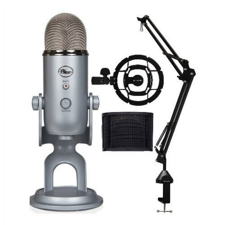 Blue Microphones Yeti USB Microphone (Silver) with Boom Arm