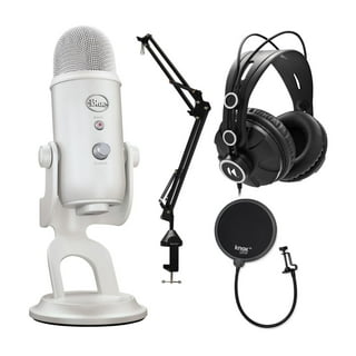 Blue Yeti Microphone (Blackout) with Boom Arm Stand, Pop Filter and Shock  Mount 663701798616