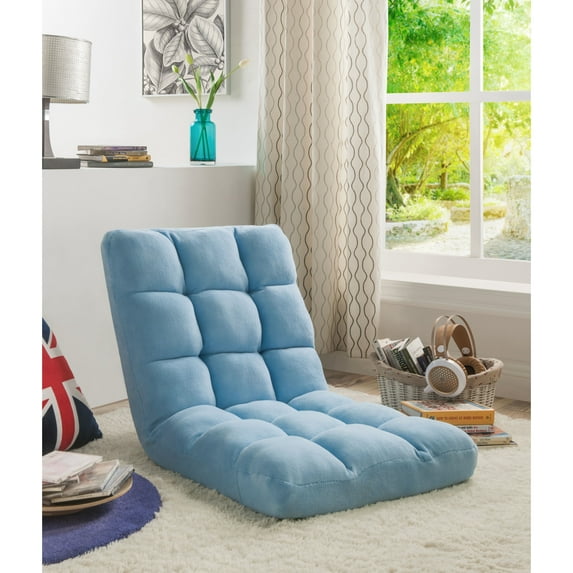 Blue Microplush Recliner Chair - Foam Filling, Steel Tube Frame, Armless