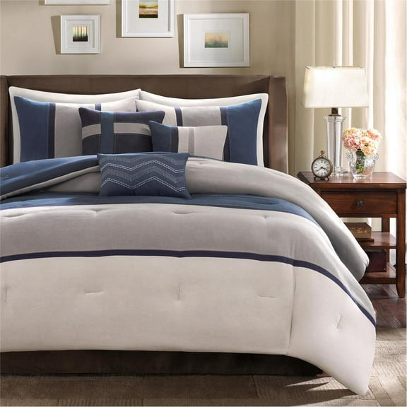 Blue Microsuede 7-Piece Comforter Set, Belen Kox