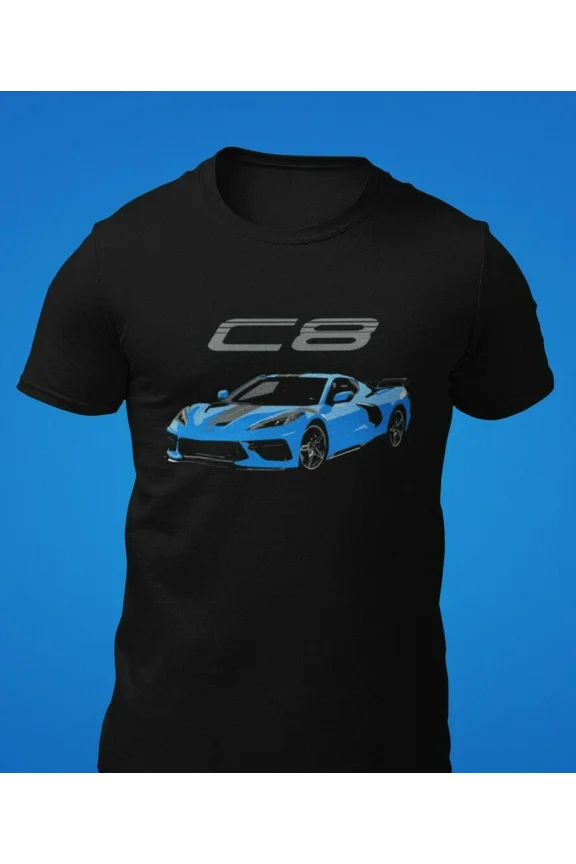 Blue Mid Engine Chevy vette C8 T-Shirt