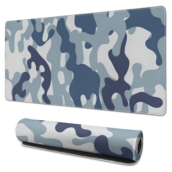 Blue Military Camouflage desk Mouse Padwaterproof,rubber+multispandexwashable the Camouflage SeriesmousepadsDesk Pad for Office Home Game 31.5x15.7inches