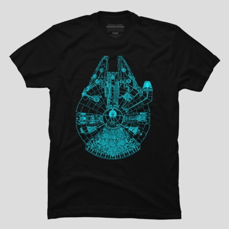 Blue Millennium Falcon Sci-Fi Starship Graphic T-shirt M2981447, Up to Size 5XL
