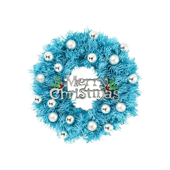 Blue Mini Artificial Christmas Wreath 12 Inch Desktop Door Window Hanging Ornaments | Pvc Material | Christmas Scene Decoration Props | 1Pcs | 30X30Cm Size