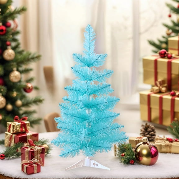 Blue Mini Christmas Tree Small Christmas Tree Artificial Tabletop Xmas Decor Holiday Decoration for Home, Office, Party, 17.72 Inch Height (Only Tree)