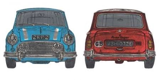 Blue Mini Red Mini Canvas Art - Barry Goodman (24 x 48)