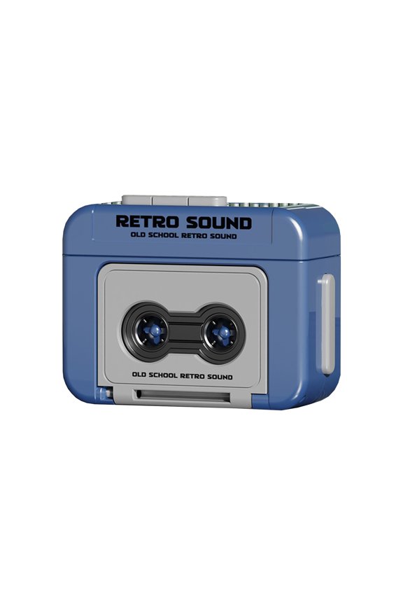 Blue Mini Vintage Retro Blue Tape Recorder Keychain With Recording Function 2.17X1.61X0.87Inch