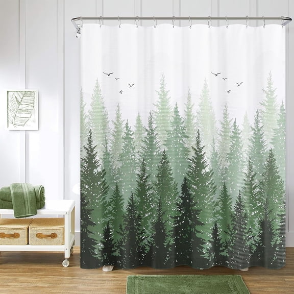 Blue Misty Forest Mountain Nature Tree Fabric Shower Curtains for Bathroom Waterproof Heavy Duty Navy Blue and White Woohitedland Shower Curtain Bathtubs Hotel