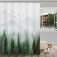 thumbnail image 1 of Blue Misty Forest Mountain Nature Tree Fabric Shower Curtains for Bathroom Waterproof Heavy Duty Navy Blue and White Woohitedland Shower Curtain Bathtubs Hotel, 72 x 72 inch, 1 of 6