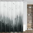 thumbnail image 1 of Blue Misty Forest Mountain Nature Tree Fabric Shower Curtains for Bathroom Waterproof Heavy Duty Navy Blue and White Woohitedland Shower Curtain Bathtubs Hotel, 72 x 72 inch, 1 of 6