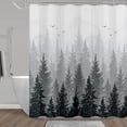 thumbnail image 1 of Blue Misty Forest Mountain Nature Tree Fabric Shower Curtains for Bathroom Waterproof Heavy Duty Navy Blue and White Woohitedland Shower Curtain Bathtubs Hotel, 72 x 72 inch, 1 of 6