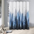thumbnail image 1 of Blue Misty Forest Shower Curtain,Linen Textured Cloth Nature Mountain Tree Theme Shower Curtain,Boho Rustic Shower Curtain Set with Hooks, Country Shower Curtains for Bathroom Decor 72 x 72, 1 of 1