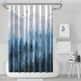 thumbnail image 1 of Blue Misty Forest Shower Curtain Set Ombre Navy Blue White Waterproof Shower Curtains Nature Tree Mountain Woodland Decorative Bathroom Bath Curtain Decor (72'' × 72'', Blue), 1 of 4