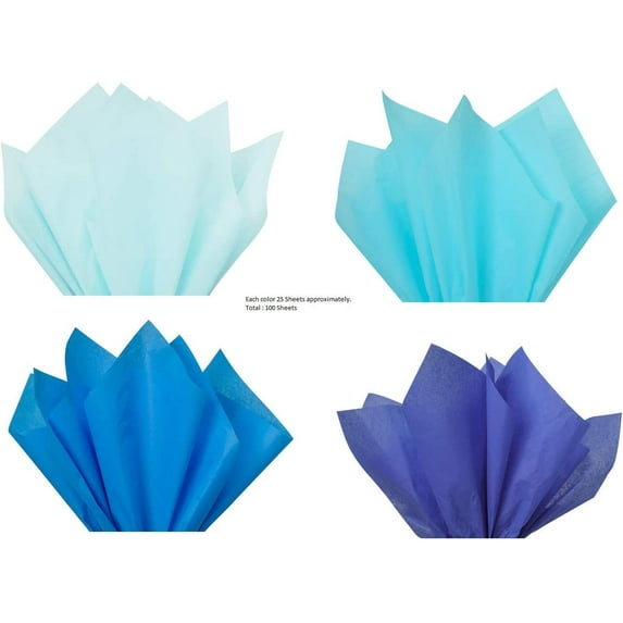 Blue Mix Tissue Paper Squares, Bulk 100 Sheets, A1 Bakery Supplies, Large 15 Inch x 20 Inch