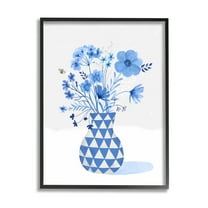 Blue Mixed Floral Arrangement Botanical & Floral Graphic Art Black Framed Art Print Wall Art