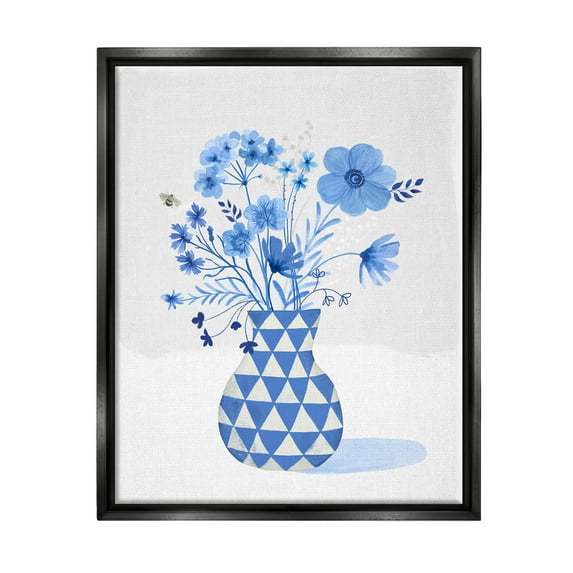 Blue Mixed Floral Arrangement Botanical & Floral Graphic Art Jet Black Framed Art Print Wall Art