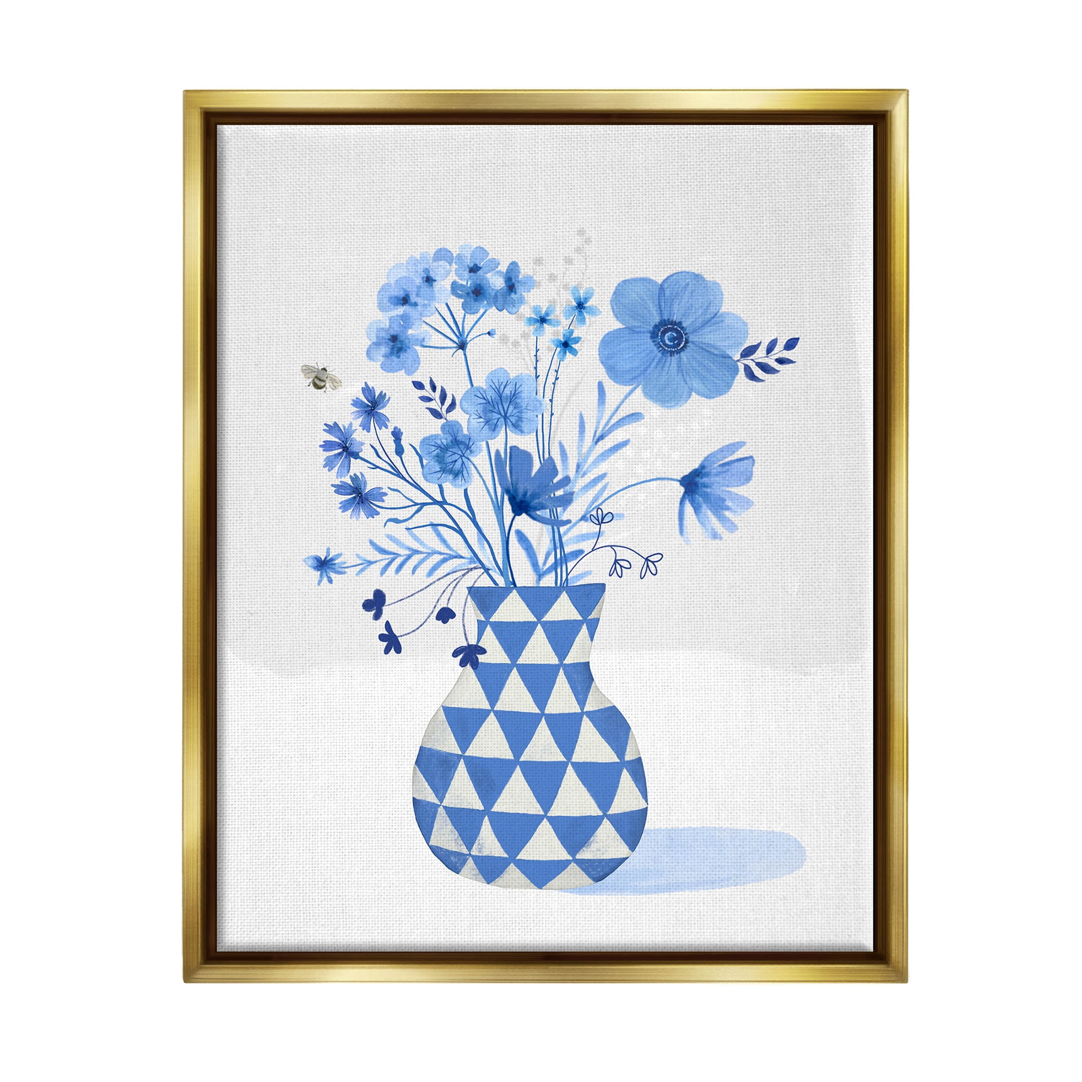 Blue Mixed Floral Arrangement Botanical & Floral Graphic Art Metallic Gold Framed Art Print Wall Art