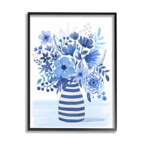 Blue Mixed Flower Bouquet Botanical & Floral Graphic Art Black Framed Art Print Wall Art