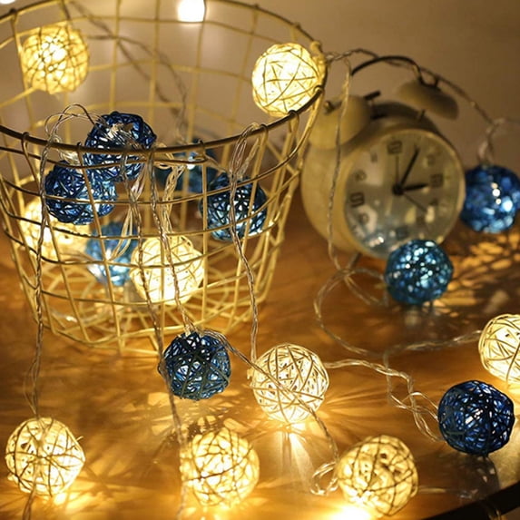 Blue Mixed Wooden Decorative Balls Vase Filler for Wedding Party Table Centerpiece Home Decor Natural Rattan Balls Multi-Purpose Decorative Bowl Fillers