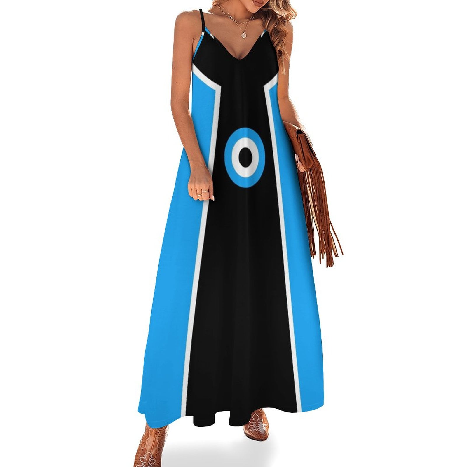 Blue Mod Target Sleeveless Dress Women dresses summer Party dresses