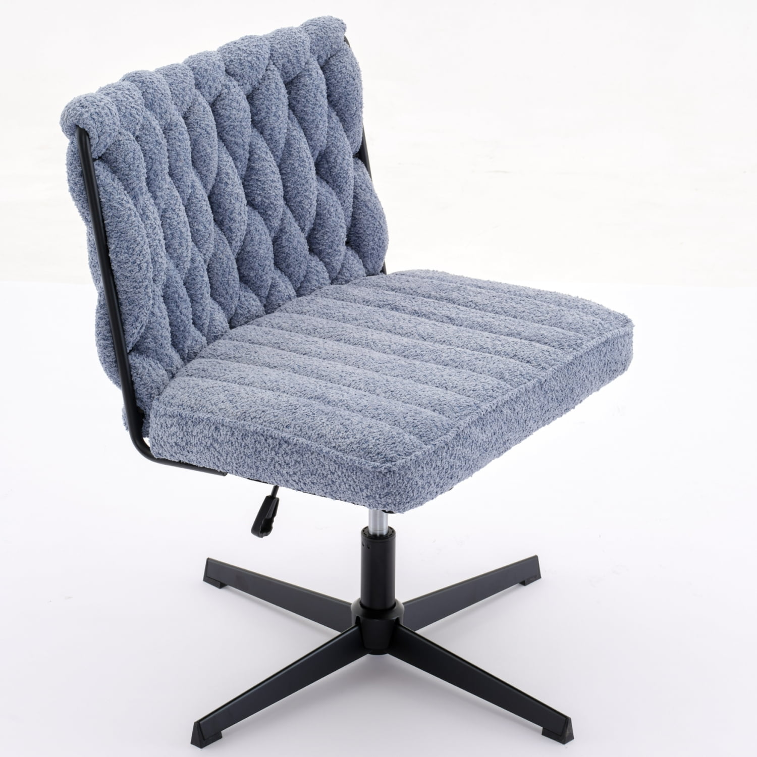 Blue Modern Armless Office Desk Chair With Comfortable Cushion And