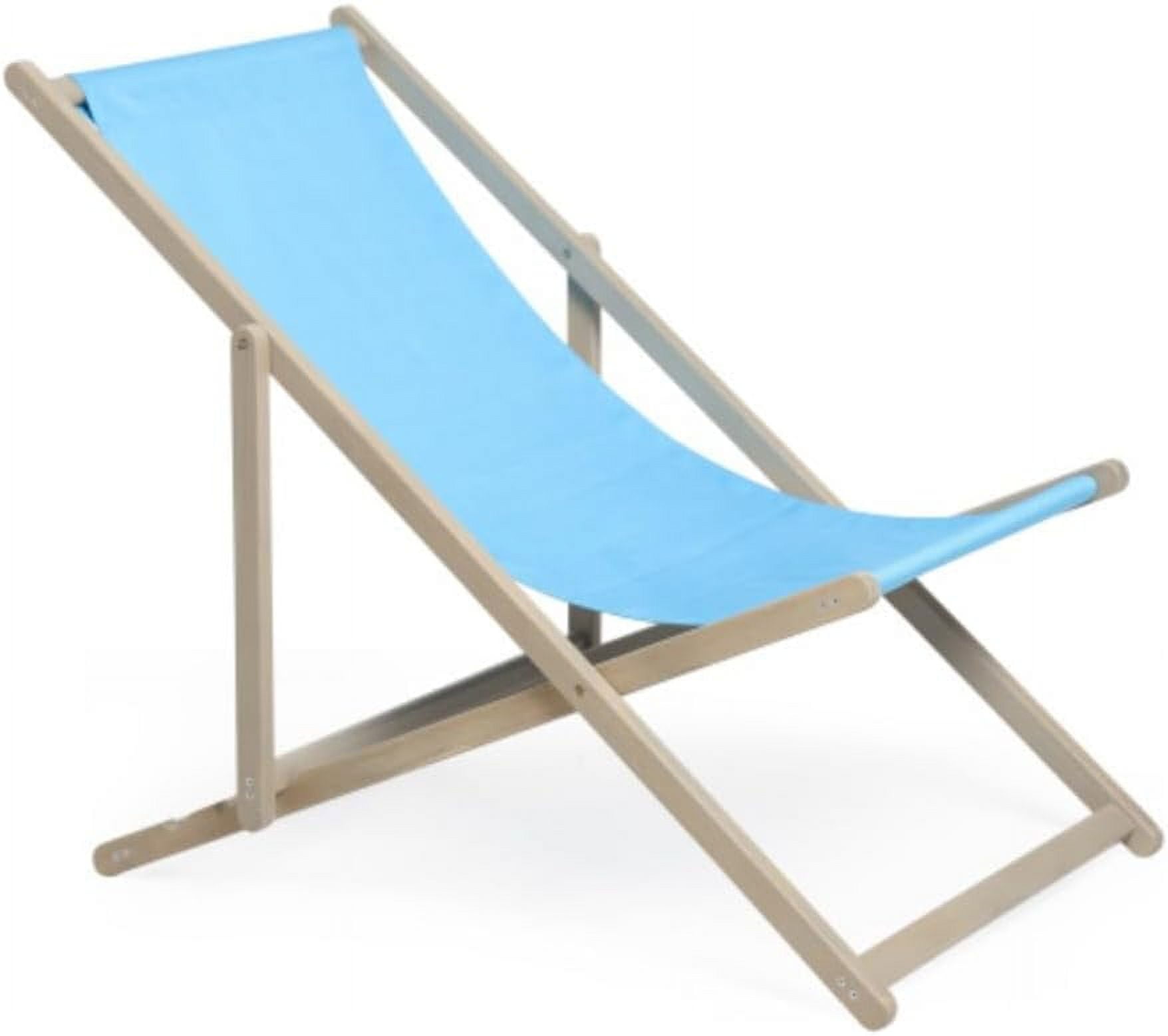 Blue Modern Solid Wood Beach Sling Patio Chair Set of 2,Wooden Folding Outdoor Chairs for