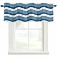 Wave Power Rods Blue Moire Rod Pocket Curtain Valance, Modern Geometric Wave Abstract ...