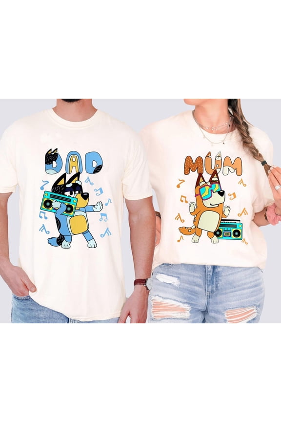 Blue Mom Dad Shirt Family Matching Shirt, Blue Dog Mum Shirt, Blue Dog Dad Shirt, Blue Dog Family Shirt, Dad Mom Shirt, Family Matching Tee ,Dad - Natural Color,Size 3XL