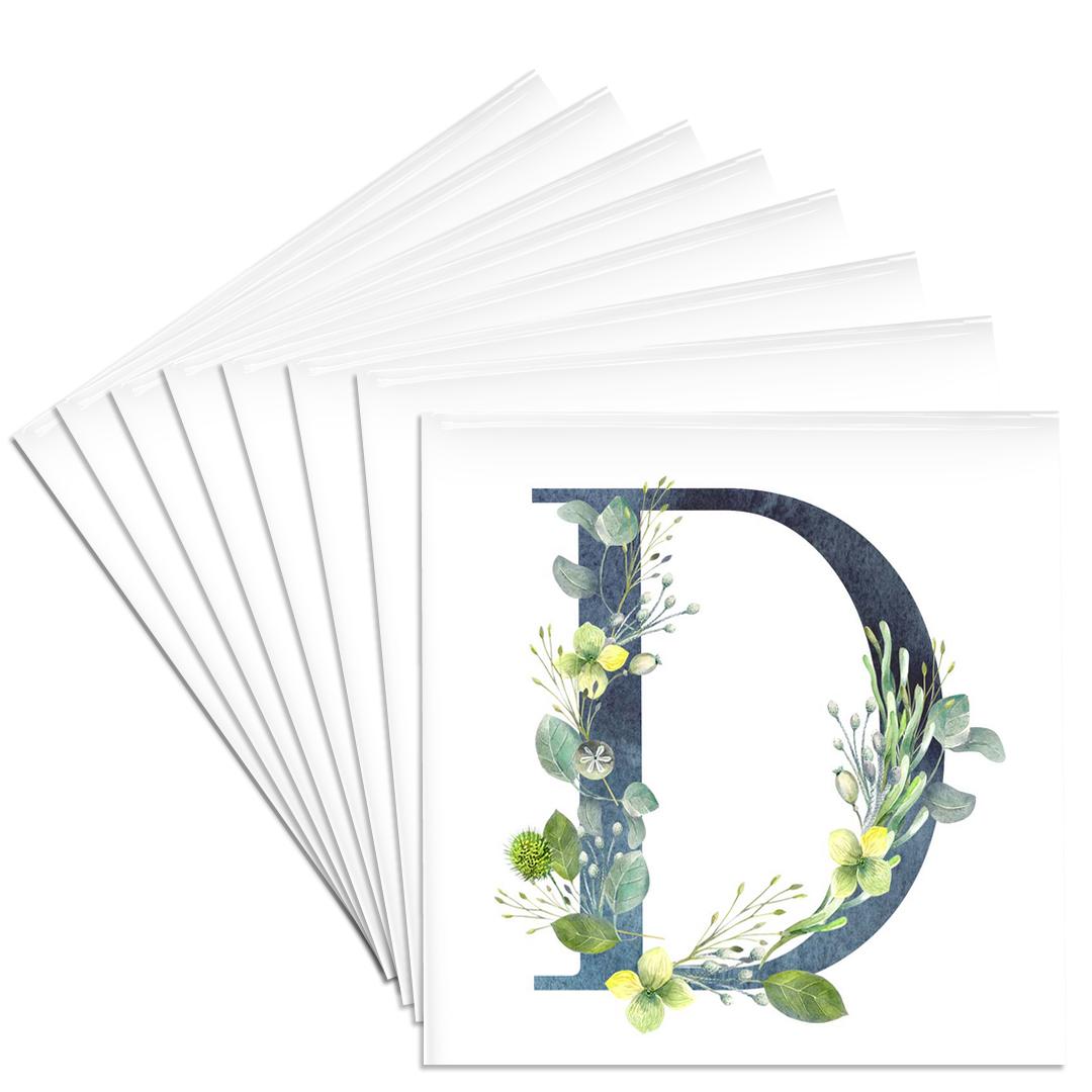 Monogram Initial D 3drose, Blue Monogram Initial D with Pretty Yellow Wild Flowers, Set of ...