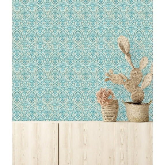 Blue Monogram Wallpaper Pre-Pasted - 25"W x 125"H