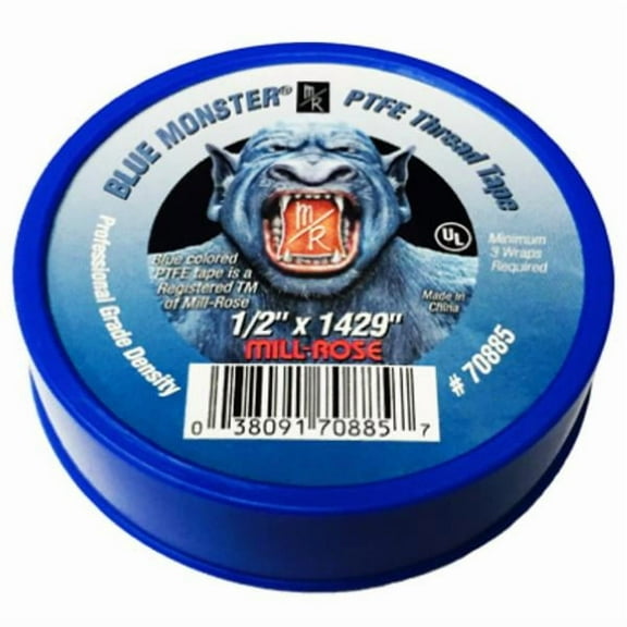 Blue Monster 11-1000 PTFE Thread Seal Tape, Blue, 1/2" x 1429", Each