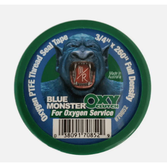 Blue Monster Oxy Clutch Oxygen Thread Seal Tape, Full Density, 3/4" x 260"