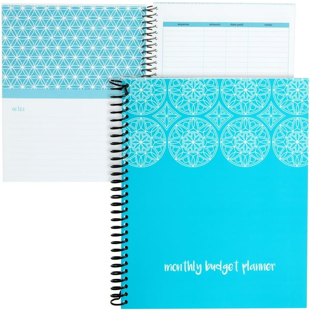 Blue Monthly Budget Planner, Bill Organizer with 24 Pockets for Receipts, Home Expense Tracker (8x10 In)