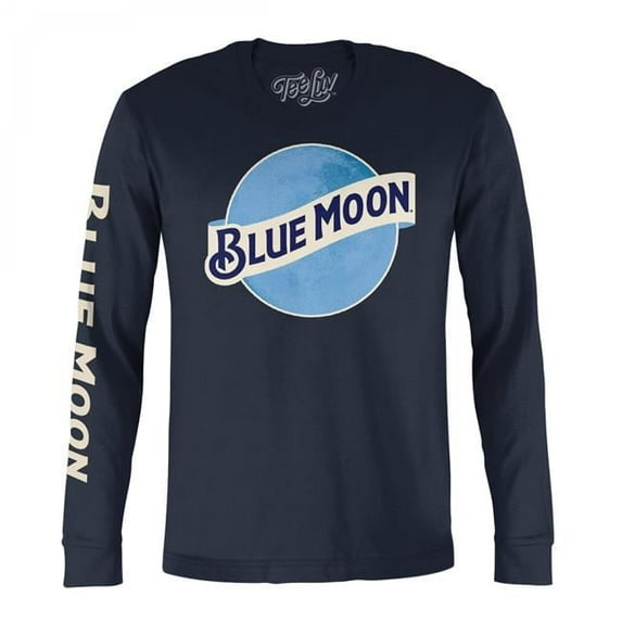 Blue Moon 804040-S Blue Moon Logo Sleeve Print Navy Blue Long Sleeve Shirt - Small