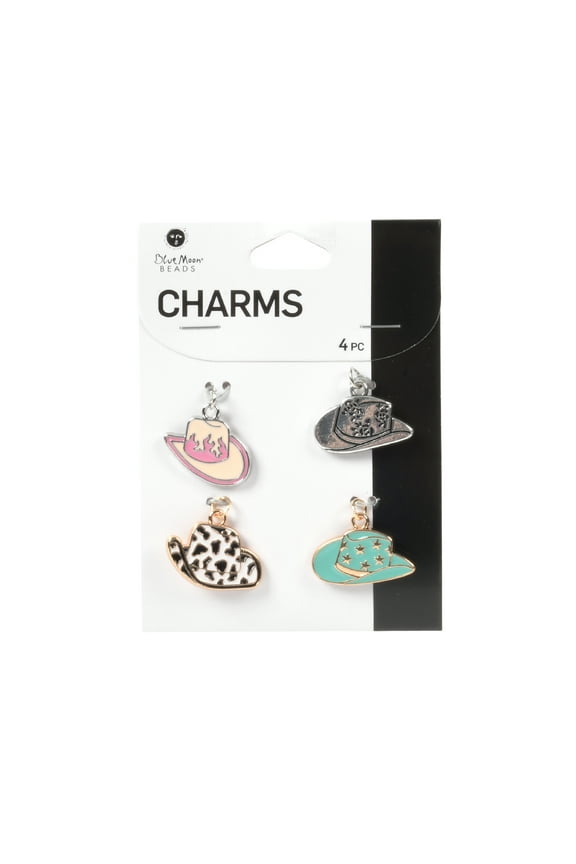 Alloy Cowgirl Hat Charms Multi-Color-Unisex-Teen to Adult, 4 Pieces