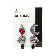 Blue Moon Beads Alloy Silver Rose Moon Charms for DIY Jewelry Making 4-Piece