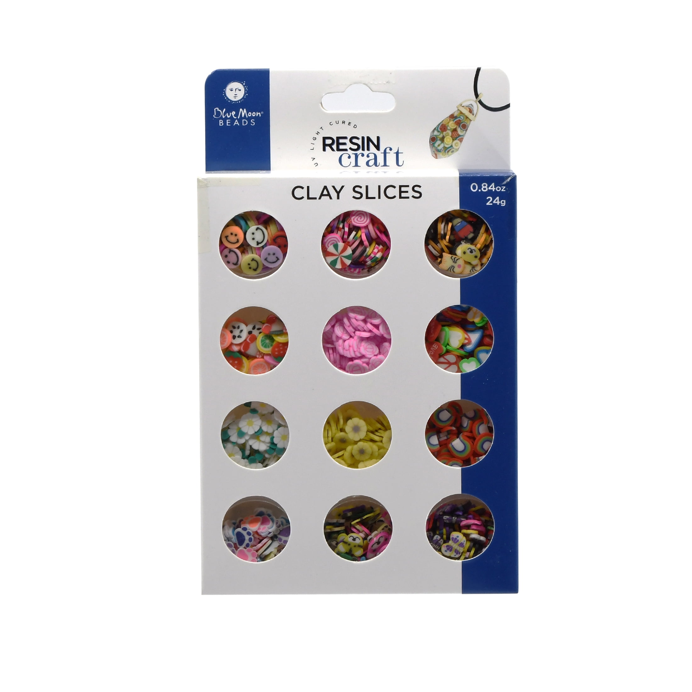 Blue Moon Beads Clay Slices Multi-Color Design for UV Resin, 24g, 12 Pieces