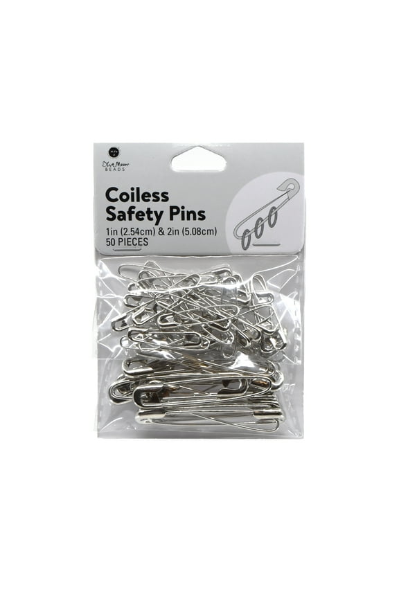 50-Piece Assorted Coiless Safety Pins – Zinc Alloy Sewing & Jewelry Fasteners for DIY Projects