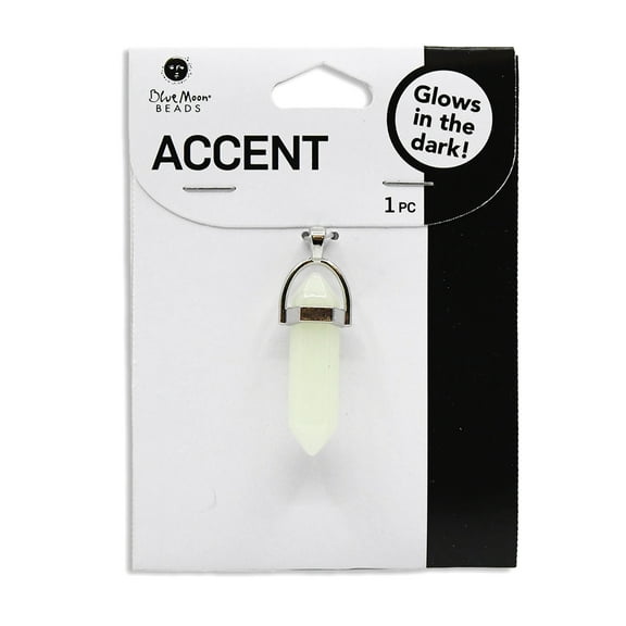 Blue Moon Beads Glow in The Dark Green Glass Dagger Pendant for DIY Jewelry, Unisex, Adult, 1 Piece