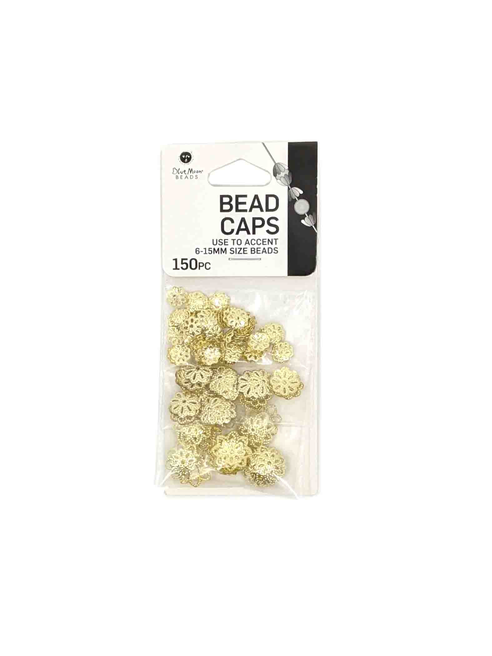 Blue Moon Beads Gold Metal Filigree Spacer Cap Multipack for DIY Jewelry Making, 150 Piece-Unisex, Adult